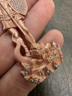 Real MOISSANITE Saint Michael & Dragon Pendant 14k Rose Gold Vermeil 925 Silver 28 Real MOISSANITE Saint Michael & Dragon Pendant 14k Rose Gold Vermeil 925 Silver -Harlem Bling Shop hip hop real moissanite saint michael and dragon pendant 14k rose gold vermeil 925 silver 49733.1684357744