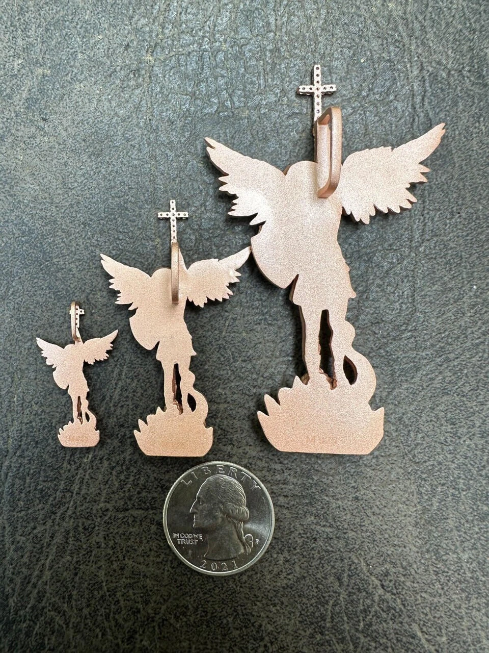 Real MOISSANITE Saint Michael & Dragon Pendant 14k Rose Gold Vermeil 925 Silver 16 Real MOISSANITE Saint Michael & Dragon Pendant 14k Rose Gold Vermeil 925 Silver - Image 14