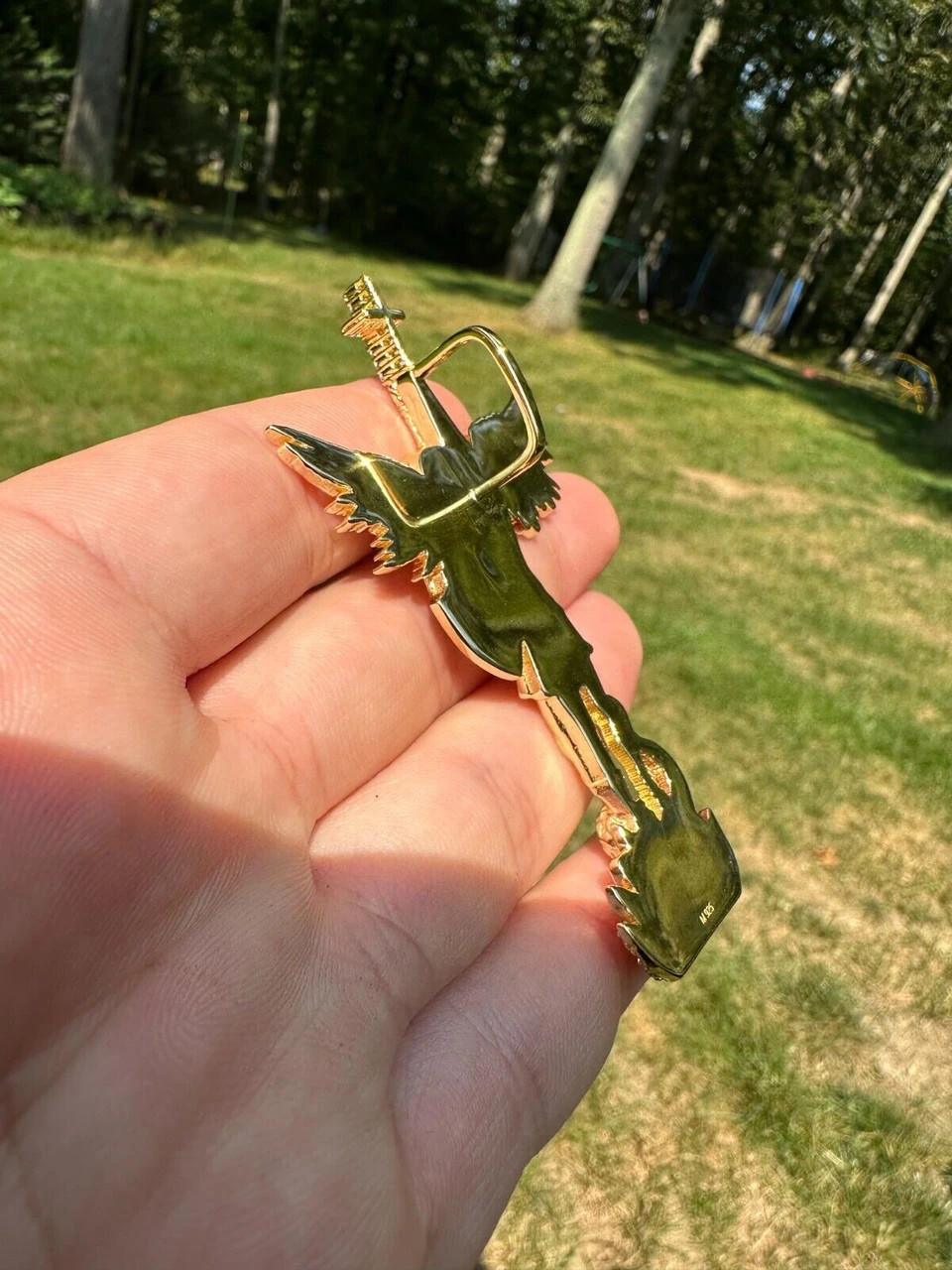 Real MOISSANITE Saint Michael Slaying Dragon Pendant 14k Gold Over 925 Silver 9 Real MOISSANITE Saint Michael Slaying Dragon Pendant 14k Gold Over 925 Silver - Image 7