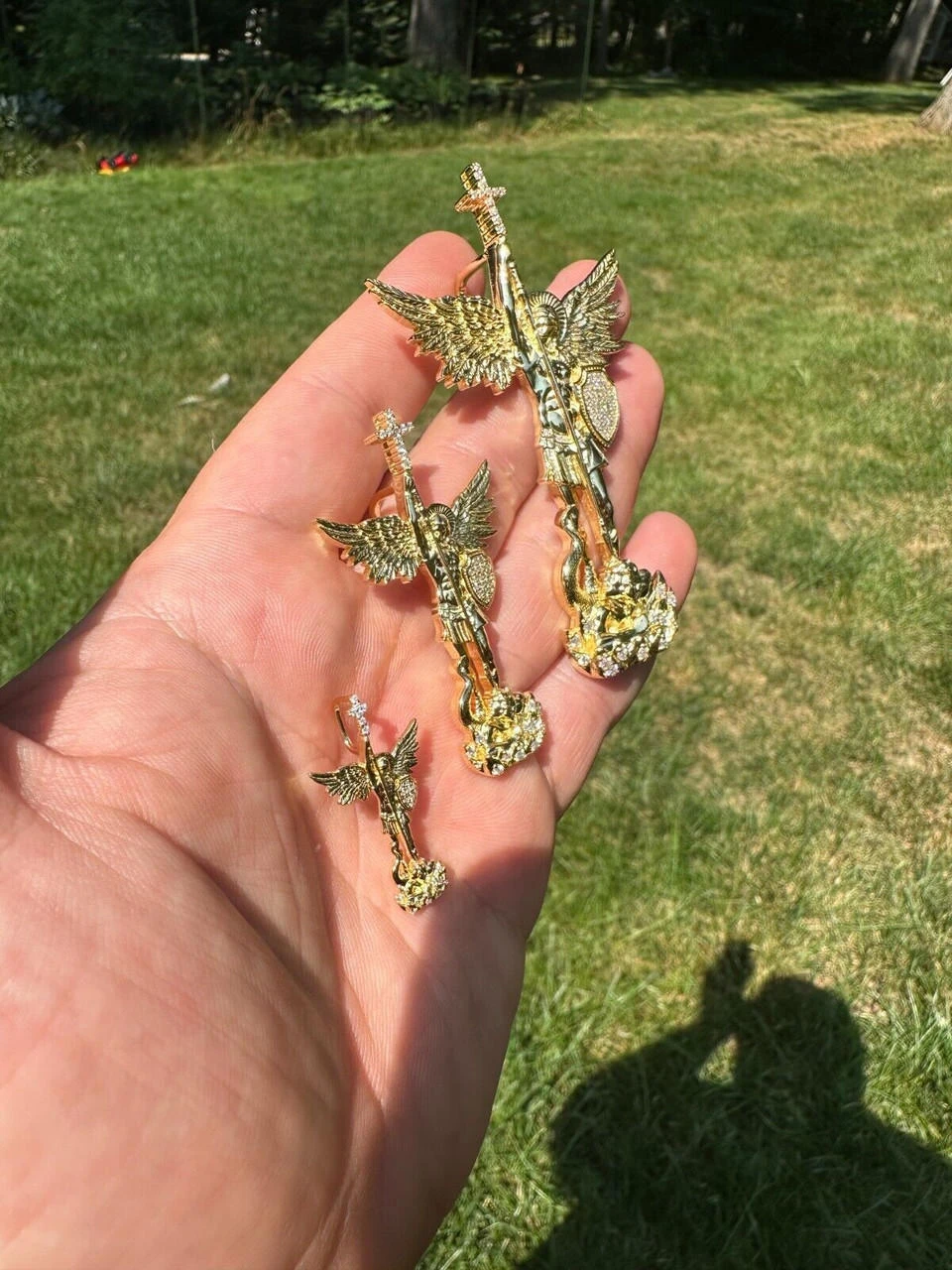 Real MOISSANITE Saint Michael Slaying Dragon Pendant 14k Gold Over 925 Silver 21 Real MOISSANITE Saint Michael Slaying Dragon Pendant 14k Gold Over 925 Silver - Image 19