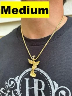 Real MOISSANITE Saint Michael Slaying Dragon Pendant 14k Gold Over 925 Silver 30 Real MOISSANITE Saint Michael Slaying Dragon Pendant 14k Gold Over 925 Silver -Harlem Bling Shop hip hop real moissanite saint michael slaying dragon pendant 14k gold over 925 silver 23754.1689204384