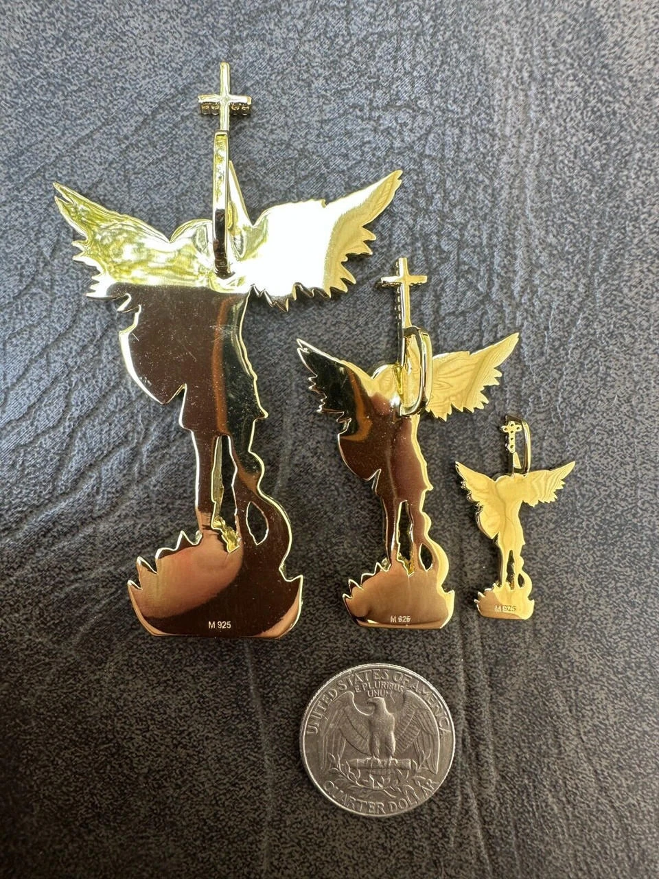 Real MOISSANITE Saint Michael Slaying Dragon Pendant 14k Gold Over 925 Silver 16 Real MOISSANITE Saint Michael Slaying Dragon Pendant 14k Gold Over 925 Silver - Image 14