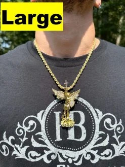 Real MOISSANITE Saint Michael Slaying Dragon Pendant 14k Gold Over 925 Silver 34 Real MOISSANITE Saint Michael Slaying Dragon Pendant 14k Gold Over 925 Silver -Harlem Bling Shop hip hop real moissanite saint michael slaying dragon pendant 14k gold over 925 silver 92455.1689204472