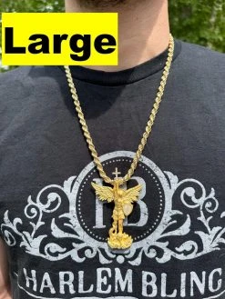 Real MOISSANITE Saint Michael Slaying Dragon Pendant 14k Gold Vermeil 925 Silver 26 Real MOISSANITE Saint Michael Slaying Dragon Pendant 14k Gold Vermeil 925 Silver -Harlem Bling Shop hip hop real moissanite saint michael slaying dragon pendant 14k gold vermeil 925 silver 11771.1684357707