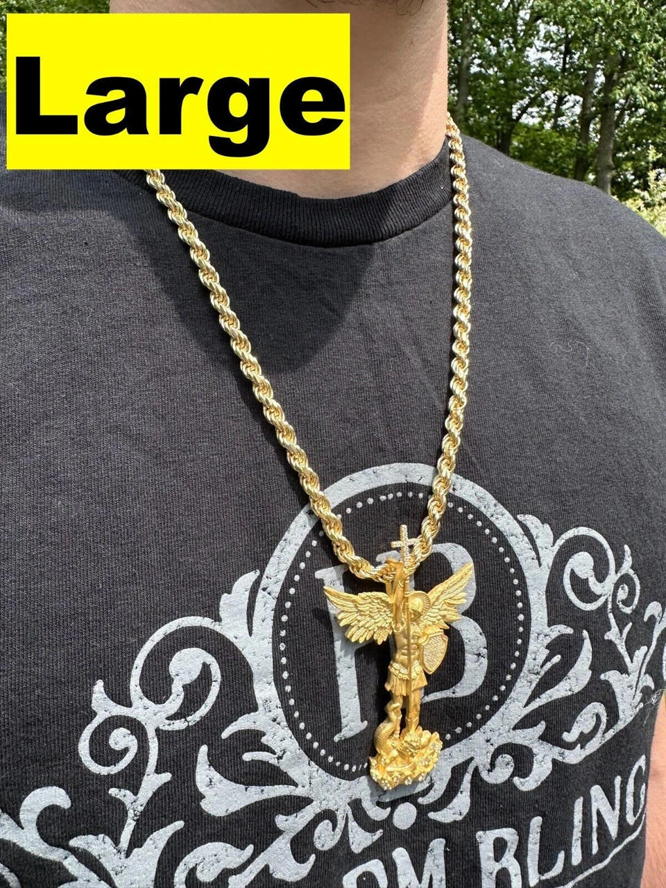 Real MOISSANITE Saint Michael Slaying Dragon Pendant 14k Gold Vermeil 925 Silver 13 Real MOISSANITE Saint Michael Slaying Dragon Pendant 14k Gold Vermeil 925 Silver - Image 11