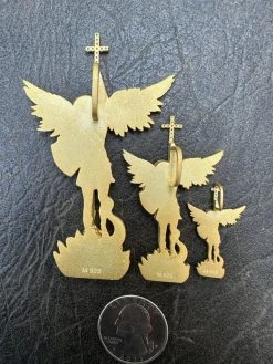 Real MOISSANITE Saint Michael Slaying Dragon Pendant 14k Gold Vermeil 925 Silver 40 Real MOISSANITE Saint Michael Slaying Dragon Pendant 14k Gold Vermeil 925 Silver -Harlem Bling Shop hip hop real moissanite saint michael slaying dragon pendant 14k gold vermeil 925 silver 53523.1684357785