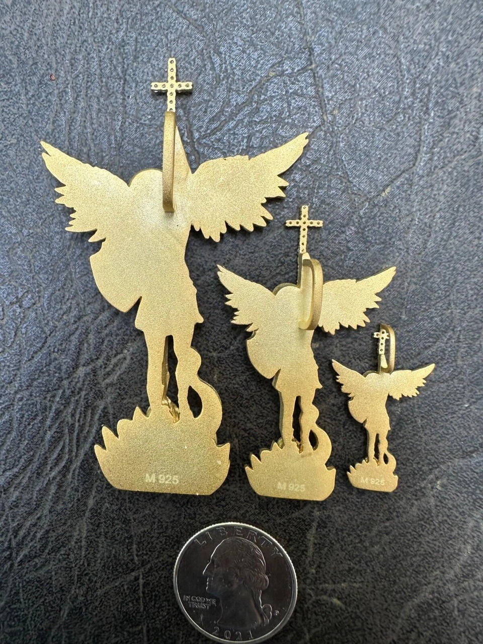 Real MOISSANITE Saint Michael Slaying Dragon Pendant 14k Gold Vermeil 925 Silver 21 Real MOISSANITE Saint Michael Slaying Dragon Pendant 14k Gold Vermeil 925 Silver - Image 19