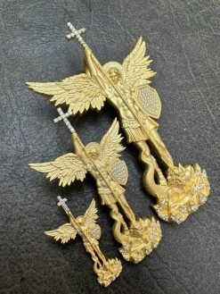 Real MOISSANITE Saint Michael Slaying Dragon Pendant 14k Gold Vermeil 925 Silver 34 Real MOISSANITE Saint Michael Slaying Dragon Pendant 14k Gold Vermeil 925 Silver -Harlem Bling Shop hip hop real moissanite saint michael slaying dragon pendant 14k gold vermeil 925 silver 90803.1684357739