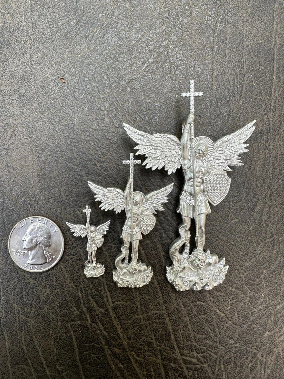 Real MOISSANITE Saint St Michael Slaying Dragon Archangel Pendant 925 Silver 18 Real MOISSANITE Saint St Michael Slaying Dragon Archangel Pendant 925 Silver - Image 16