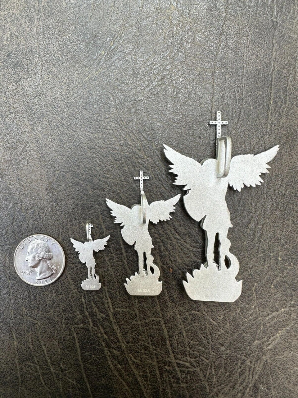 Real MOISSANITE Saint St Michael Slaying Dragon Archangel Pendant 925 Silver 19 Real MOISSANITE Saint St Michael Slaying Dragon Archangel Pendant 925 Silver - Image 17