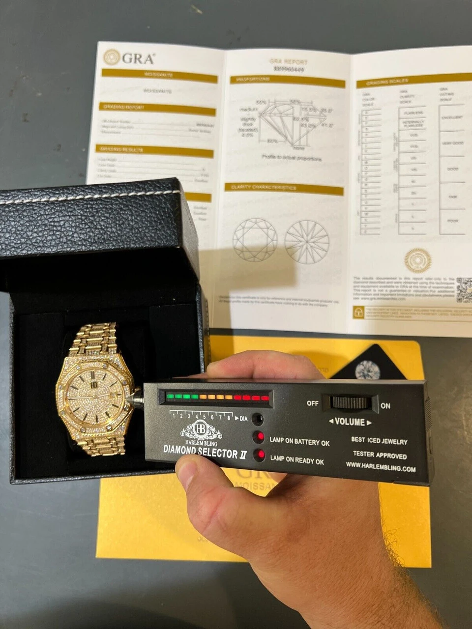 Real MOISSANITE Skeleton Watch Out Iced Gold Hip Hop Pass Diamond Test Bust Down 6 Real MOISSANITE Skeleton Watch Out Iced Gold Hip Hop Pass Diamond Test Bust Down - Image 4