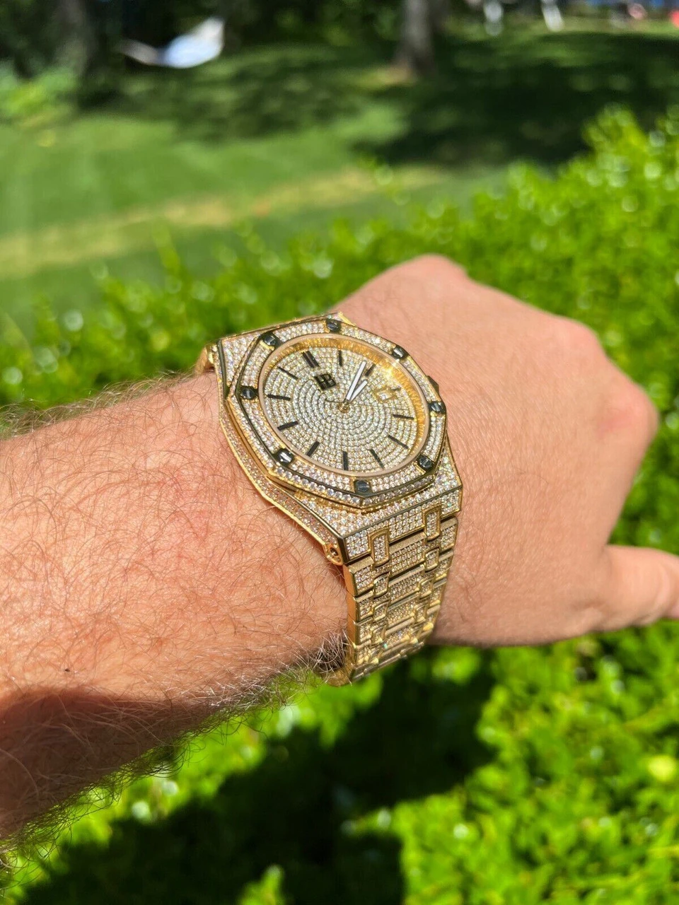 Real MOISSANITE Skeleton Watch Out Iced Gold Hip Hop Pass Diamond Test Bust Down 12 Real MOISSANITE Skeleton Watch Out Iced Gold Hip Hop Pass Diamond Test Bust Down - Image 10