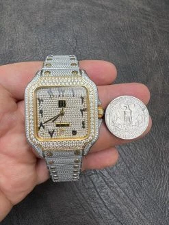 Real MOISSANITE Watch Iced Automatic Movement Gold Two Tone Hip Hop Arabic Out 22 Real MOISSANITE Watch Iced Automatic Movement Gold Two Tone Hip Hop Arabic Out -Harlem Bling Shop hip hop real moissanite watch iced automatic movement gold two tone hip hop arabic out 38587.1664301264