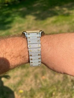 Real MOISSANITE Watch Iced Automatic Movement Gold Two Tone Hip Hop Arabic Out 16 Real MOISSANITE Watch Iced Automatic Movement Gold Two Tone Hip Hop Arabic Out -Harlem Bling Shop hip hop real moissanite watch iced automatic movement gold two tone hip hop arabic out 59104.1664355778