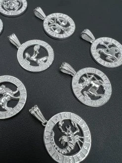Real Solid 925 Silver Zodiac Astrology Sign Pendant Necklace Plain Medallion 1" 20 Real Solid 925 Silver Zodiac Astrology Sign Pendant Necklace Plain Medallion 1" -Harlem Bling Shop hip hop real solid 925 silver zodiac astrology sign pendant necklace plain medallion 1 33046.1664301397