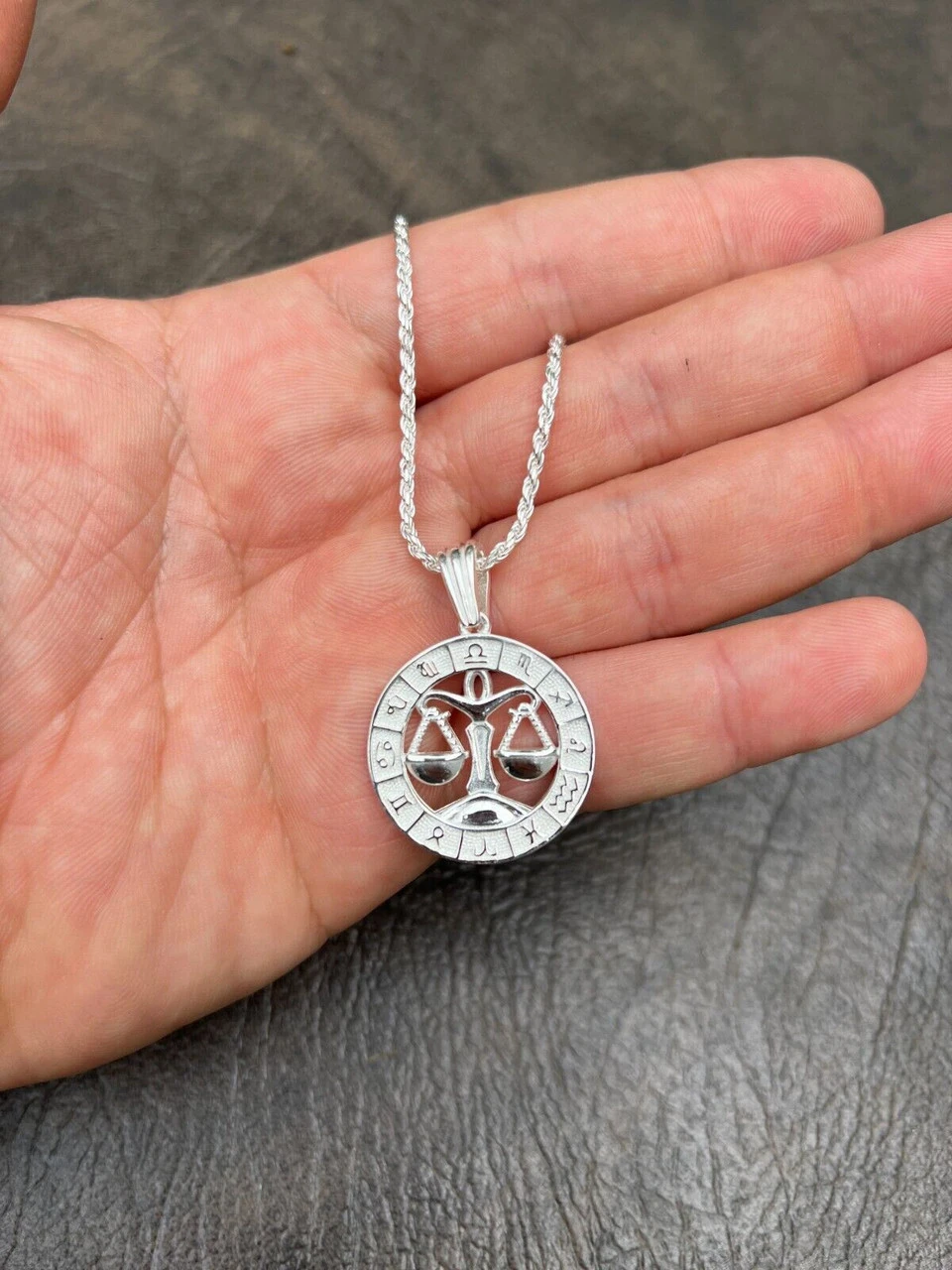 Real Solid 925 Silver Zodiac Astrology Sign Pendant Necklace Plain Medallion 1" 14 Real Solid 925 Silver Zodiac Astrology Sign Pendant Necklace Plain Medallion 1" - Image 12