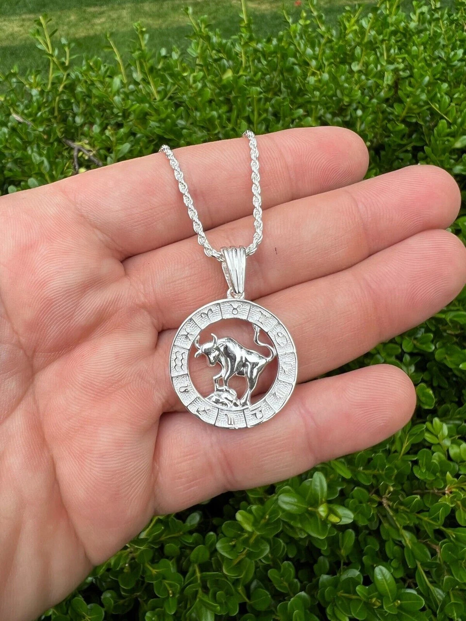 Real Solid 925 Silver Zodiac Astrology Sign Pendant Necklace Plain Medallion 1" 11 Real Solid 925 Silver Zodiac Astrology Sign Pendant Necklace Plain Medallion 1" - Image 9