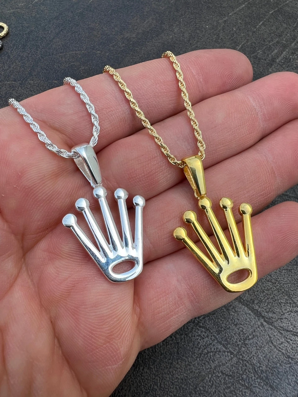 Rolex Crown Pendant - Solid 925 Silver Natural Or Gold Finish - King Crown Necklace 12 Rolex Crown Pendant - Solid 925 Silver Natural Or Gold Finish - King Crown Necklace - Image 10