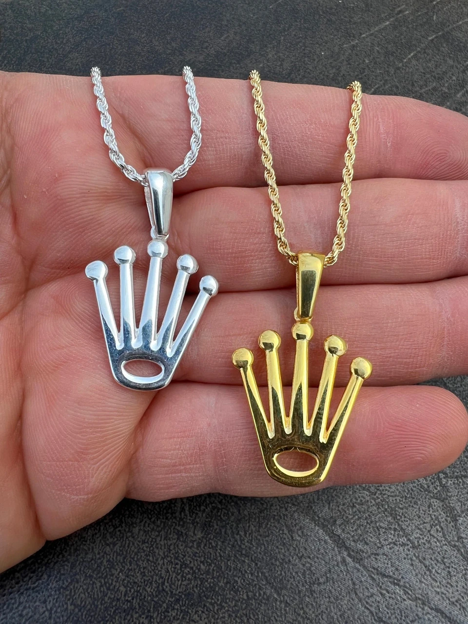 Rolex Crown Pendant - Solid 925 Silver Natural Or Gold Finish - King Crown Necklace 4 Rolex Crown Pendant - Solid 925 Silver Natural Or Gold Finish - King Crown Necklace - Image 2
