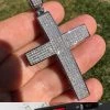 Solid 10k White Gold 3ct VVS Moissanite Cross Pendant Necklace 19g Mens Large 2" 2 Solid 10k White Gold 3ct VVS Moissanite Cross Pendant Necklace 19g Mens Large 2" -Harlem Bling Shop hip hop solid 10k white gold 3ct vvs moissanite cross pendant necklace 19g mens large 2 39055.1693789809