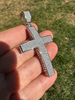 Solid 10k White Gold 3ct VVS Moissanite Cross Pendant Necklace 19g Mens Large 2" 32 Solid 10k White Gold 3ct VVS Moissanite Cross Pendant Necklace 19g Mens Large 2" -Harlem Bling Shop hip hop solid 10k white gold 3ct vvs moissanite cross pendant necklace 19g mens large 2 49584.1693789790