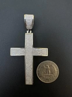 Solid 10k White Gold 3ct VVS Moissanite Cross Pendant Necklace 19g Mens Large 2" 37 Solid 10k White Gold 3ct VVS Moissanite Cross Pendant Necklace 19g Mens Large 2" -Harlem Bling Shop hip hop solid 10k white gold 3ct vvs moissanite cross pendant necklace 19g mens large 2 57439.1693789813
