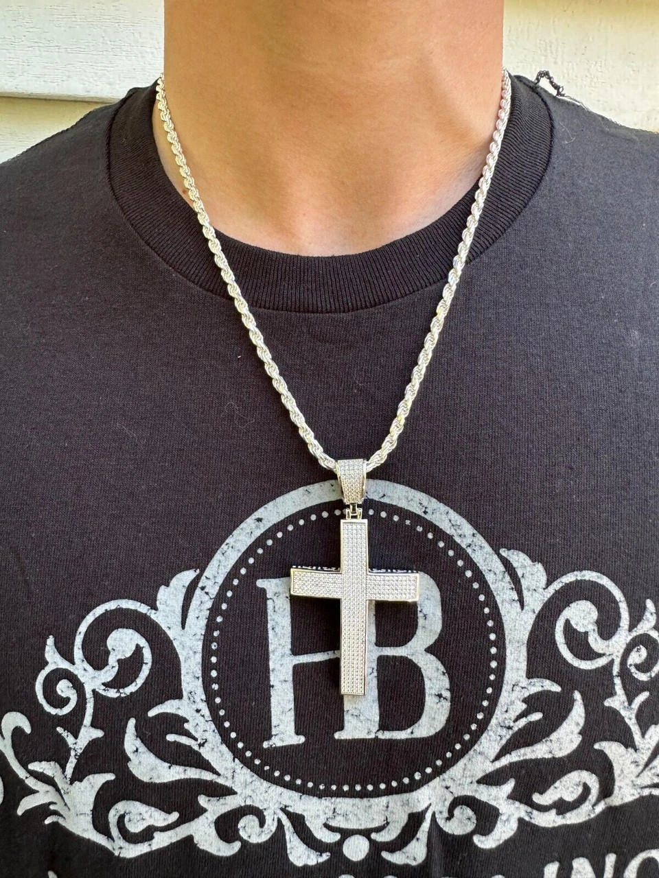 Solid 10k White Gold 3ct VVS Moissanite Cross Pendant Necklace 19g Mens Large 2" 14 Solid 10k White Gold 3ct VVS Moissanite Cross Pendant Necklace 19g Mens Large 2" - Image 12