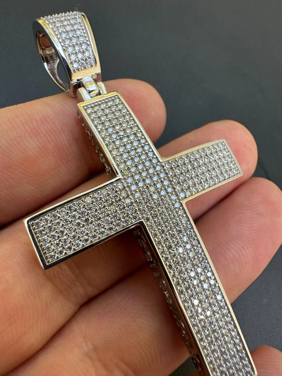 Solid 10k Yellow Gold 3ct VVS Moissanite Cross Pendant Necklace 19g Mens Large 13 Solid 10k Yellow Gold 3ct VVS Moissanite Cross Pendant Necklace 19g Mens Large - Image 11