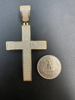 Solid 10k Yellow Gold 3ct VVS Moissanite Cross Pendant Necklace 19g Mens Large 33 Solid 10k Yellow Gold 3ct VVS Moissanite Cross Pendant Necklace 19g Mens Large -Harlem Bling Shop hip hop solid 10k yellow gold 3ct vvs moissanite cross pendant necklace 19g mens large 21731.1693789857
