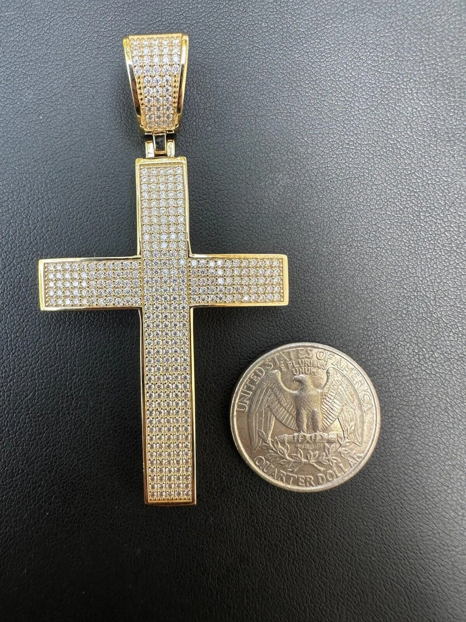 Solid 10k Yellow Gold 3ct VVS Moissanite Cross Pendant Necklace 19g Mens Large 14 Solid 10k Yellow Gold 3ct VVS Moissanite Cross Pendant Necklace 19g Mens Large - Image 12