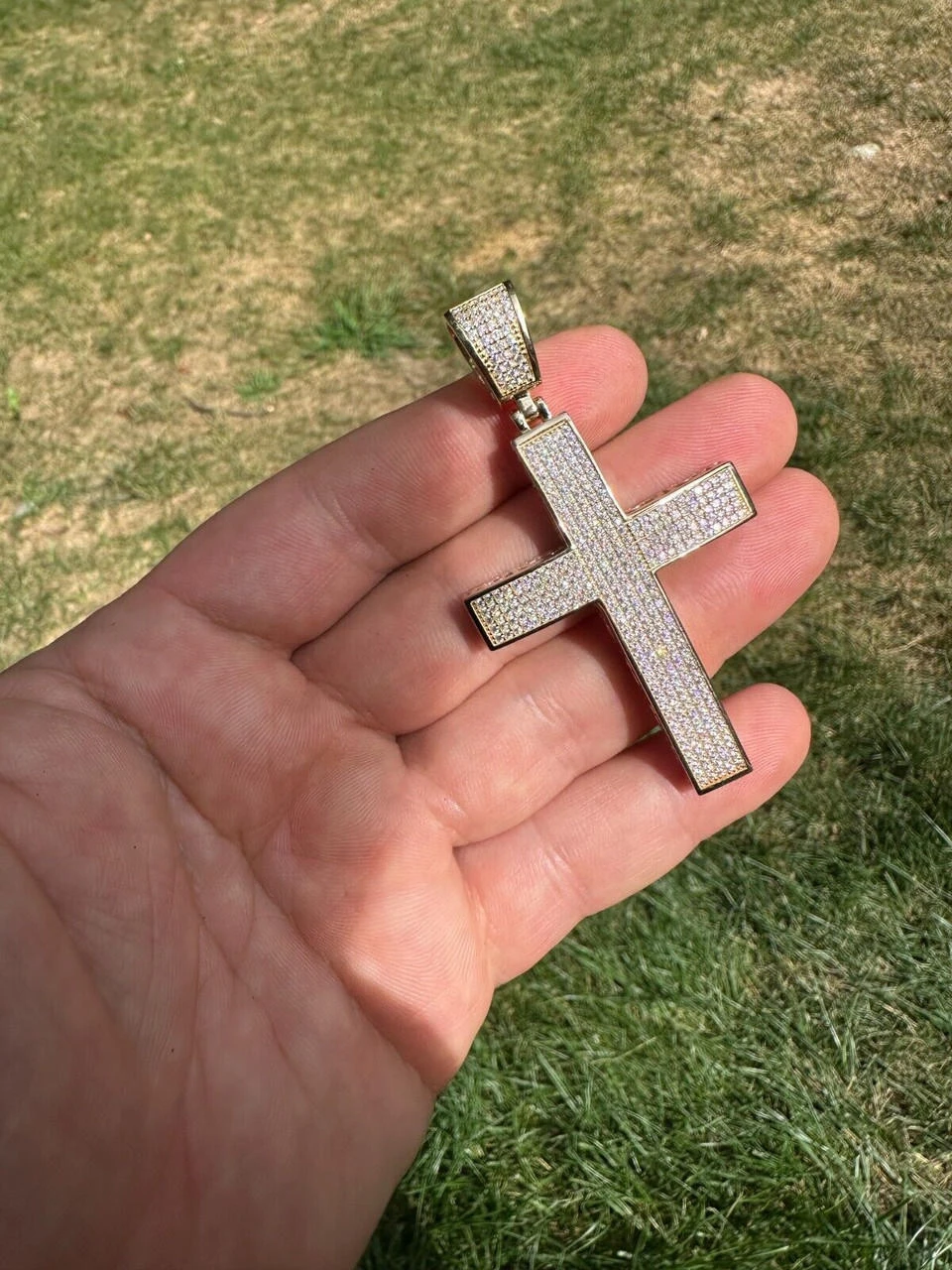 Solid 10k Yellow Gold 3ct VVS Moissanite Cross Pendant Necklace 19g Mens Large 22 Solid 10k Yellow Gold 3ct VVS Moissanite Cross Pendant Necklace 19g Mens Large - Image 20