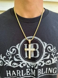 Solid 10k Yellow Gold 3ct VVS Moissanite Cross Pendant Necklace 19g Mens Large 37 Solid 10k Yellow Gold 3ct VVS Moissanite Cross Pendant Necklace 19g Mens Large -Harlem Bling Shop hip hop solid 10k yellow gold 3ct vvs moissanite cross pendant necklace 19g mens large 34967.1693789838
