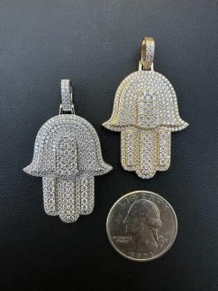 Solid 10k Yellow Or White Gold Hamsa Hand Iced 3ct Moissanite Pendant Necklace 34 Solid 10k Yellow Or White Gold Hamsa Hand Iced 3ct Moissanite Pendant Necklace -Harlem Bling Shop hip hop solid 10k yellow or white gold hamsa hand iced 3ct moissanite pendant necklace 66346.1697424146