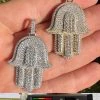 Solid 10k Yellow Or White Gold Hamsa Hand Iced 3ct Moissanite Pendant Necklace 2 Solid 10k Yellow Or White Gold Hamsa Hand Iced 3ct Moissanite Pendant Necklace -Harlem Bling Shop hip hop solid 10k yellow or white gold hamsa hand iced 3ct moissanite pendant necklace 80848.1697424131