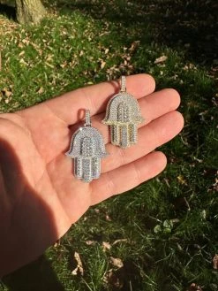 Solid 10k Yellow Or White Gold Hamsa Hand Iced 3ct Moissanite Pendant Necklace 39 Solid 10k Yellow Or White Gold Hamsa Hand Iced 3ct Moissanite Pendant Necklace -Harlem Bling Shop hip hop solid 10k yellow or white gold hamsa hand iced 3ct moissanite pendant necklace 92711.1697424160