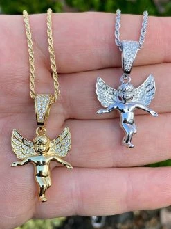Solid 925 Silver Micro Angel Hip Hop Pendant Iced Diamond Gold Necklace Praying 16 Solid 925 Silver Micro Angel Hip Hop Pendant Iced Diamond Gold Necklace Praying -Harlem Bling Shop hip hop solid 925 silver micro angel hip hop pendant iced diamond gold necklace praying 55965.1664379860