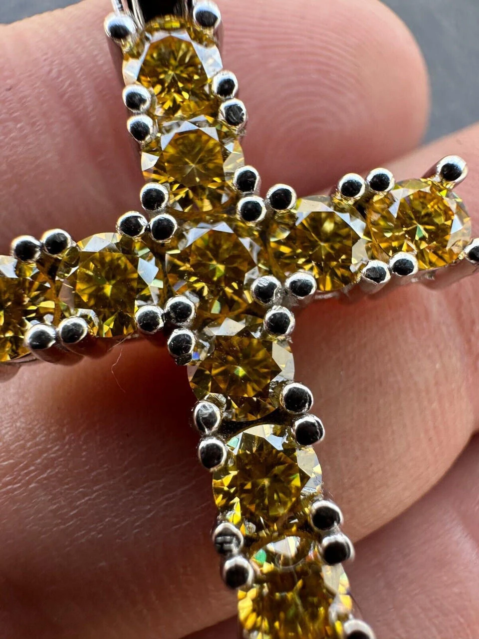 Yellow Canary MOISSANITE Real 925 Silver Cross Iced Pendant Necklace Hip Hop 22 Yellow Canary MOISSANITE Real 925 Silver Cross Iced Pendant Necklace Hip Hop - Image 20