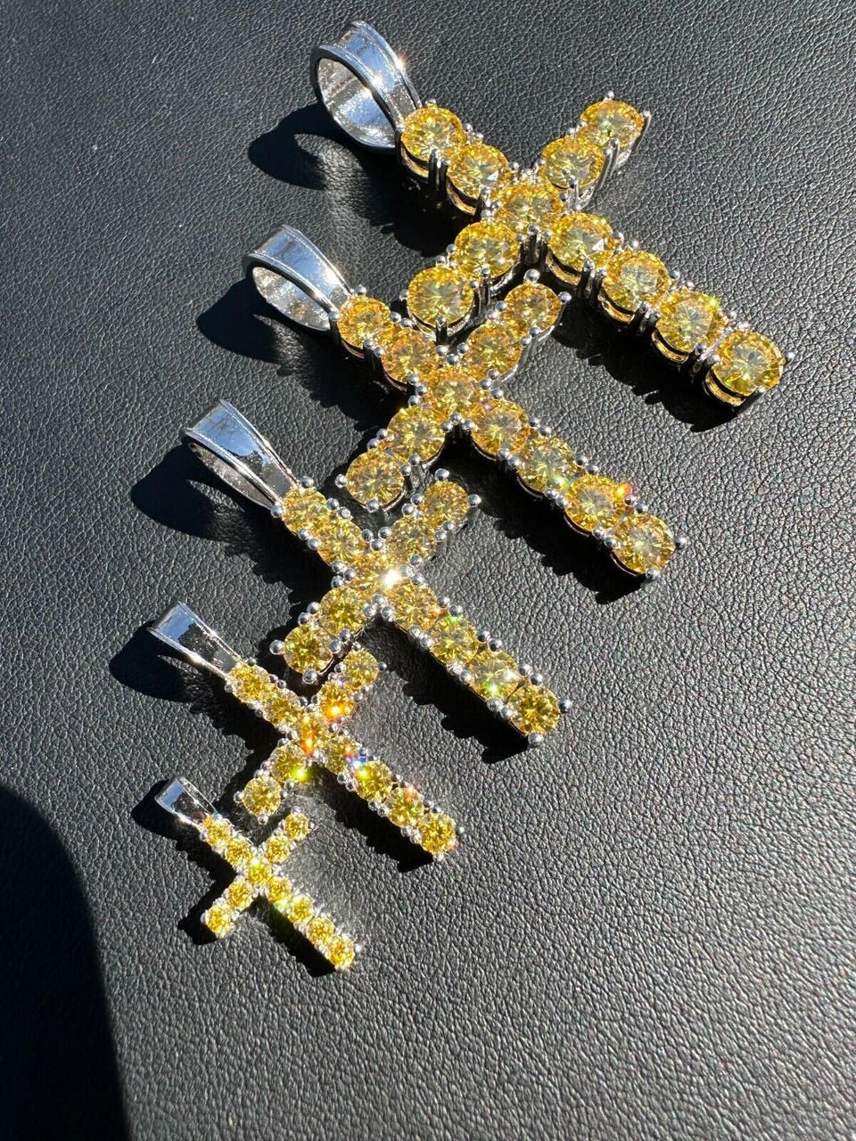 Yellow Canary MOISSANITE Real 925 Silver Cross Iced Pendant Necklace Hip Hop 17 Yellow Canary MOISSANITE Real 925 Silver Cross Iced Pendant Necklace Hip Hop - Image 15