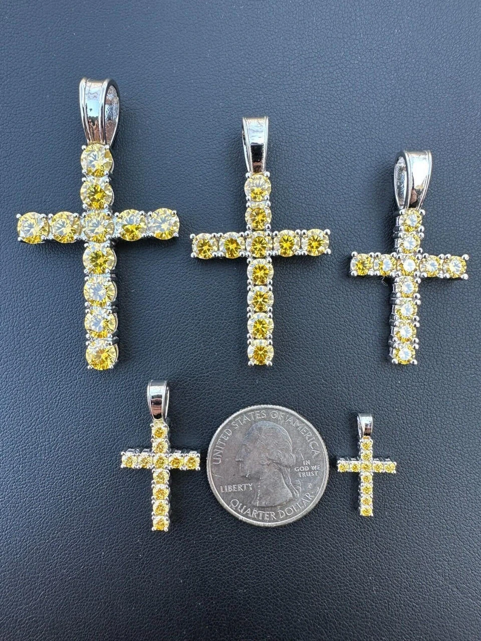 Yellow Canary MOISSANITE Real 925 Silver Cross Iced Pendant Necklace Hip Hop 14 Yellow Canary MOISSANITE Real 925 Silver Cross Iced Pendant Necklace Hip Hop - Image 12