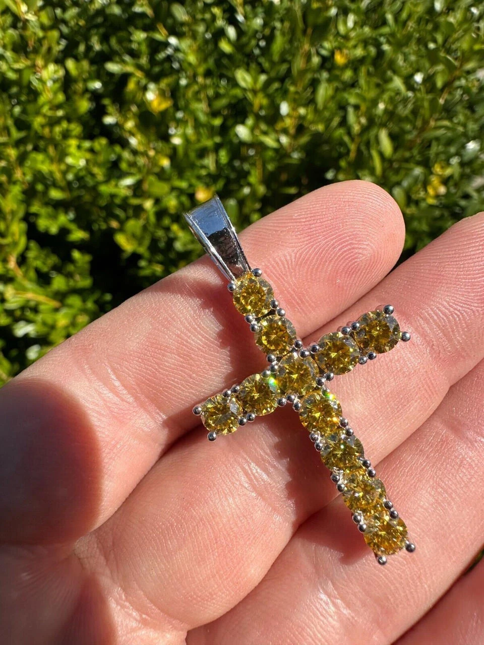 Yellow Canary MOISSANITE Real 925 Silver Cross Iced Pendant Necklace Hip Hop 13 Yellow Canary MOISSANITE Real 925 Silver Cross Iced Pendant Necklace Hip Hop - Image 11