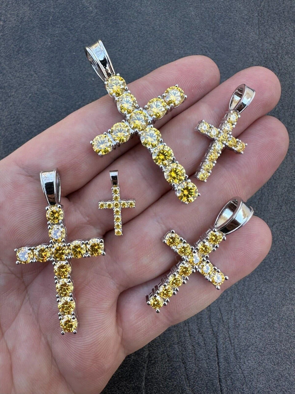 Yellow Canary MOISSANITE Real 925 Silver Cross Iced Pendant Necklace Hip Hop 12 Yellow Canary MOISSANITE Real 925 Silver Cross Iced Pendant Necklace Hip Hop - Image 10