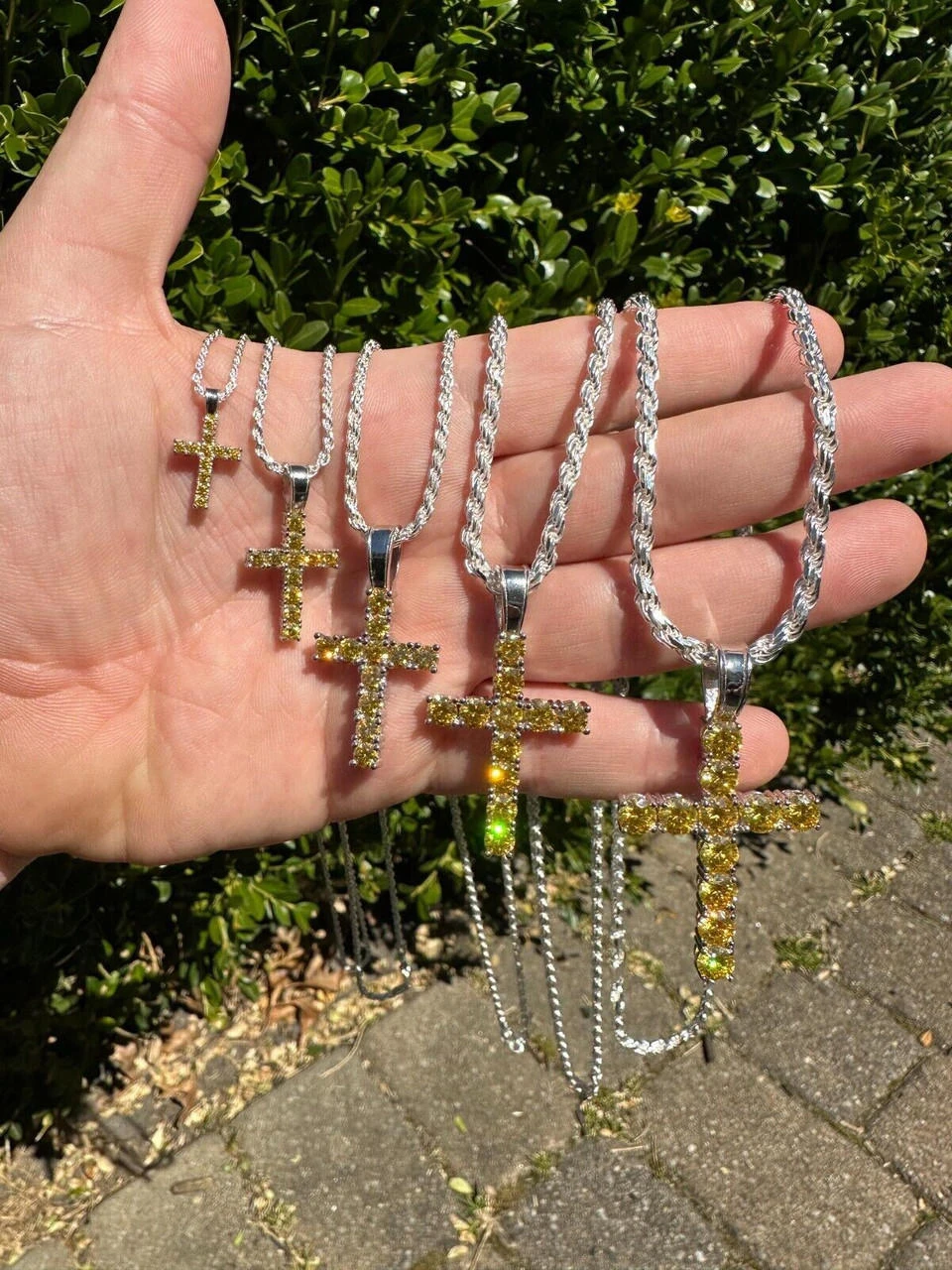 Yellow Canary MOISSANITE Real 925 Silver Cross Iced Pendant Necklace Hip Hop 20 Yellow Canary MOISSANITE Real 925 Silver Cross Iced Pendant Necklace Hip Hop - Image 18