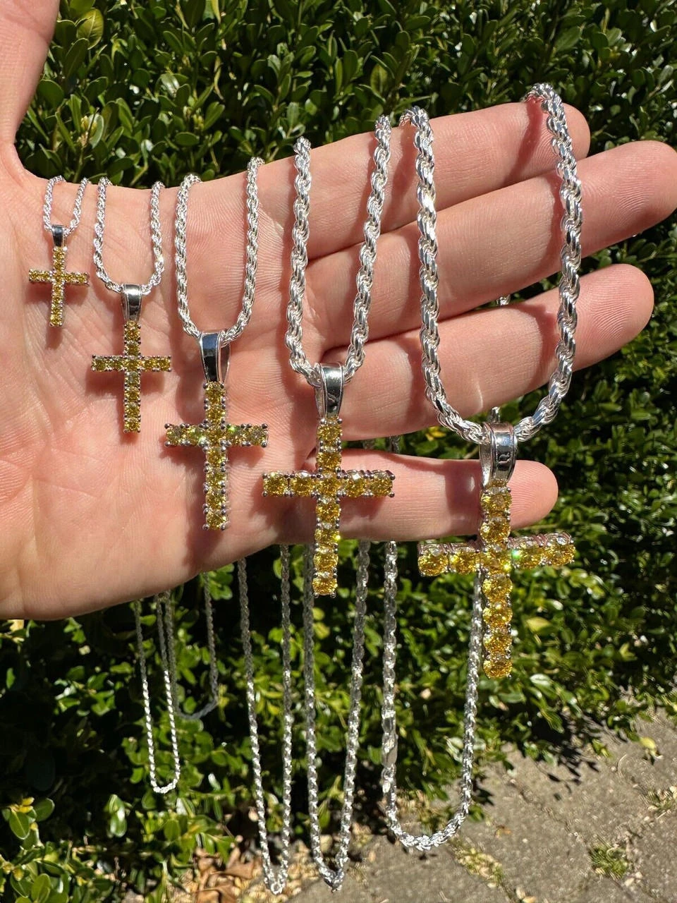 Yellow Canary MOISSANITE Real 925 Silver Cross Iced Pendant Necklace Hip Hop 18 Yellow Canary MOISSANITE Real 925 Silver Cross Iced Pendant Necklace Hip Hop - Image 16