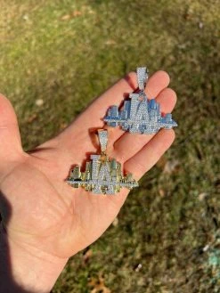 HipHop Los Angeles LA Skyline Pendant Iced Diamond Real 925 Silver Gold Necklace 18 HipHop Los Angeles LA Skyline Pendant Iced Diamond Real 925 Silver Gold Necklace -Harlem Bling Shop hiphop los angeles la skyline pendant iced diamond real 925 silver gold necklace 02126.1664361036
