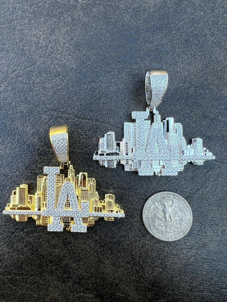 HipHop Los Angeles LA Skyline Pendant Iced Diamond Real 925 Silver Gold Necklace 14 HipHop Los Angeles LA Skyline Pendant Iced Diamond Real 925 Silver Gold Necklace - Image 12