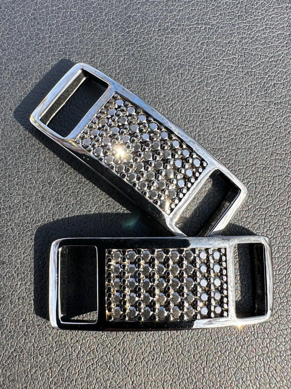 Iced 925 Sterling Silver Black Moissanite Iced Lace Locks For Sneakers AF1 Nike 4 Iced 925 Sterling Silver Black Moissanite Iced Lace Locks For Sneakers AF1 Nike - Image 2