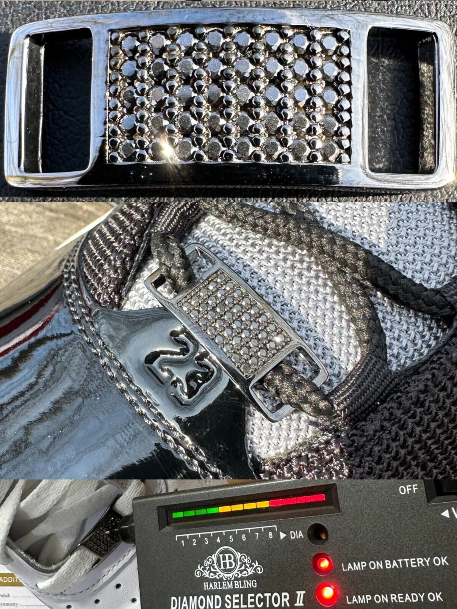 Iced 925 Sterling Silver Black Moissanite Iced Lace Locks For Sneakers AF1 Nike 3 Iced 925 Sterling Silver Black Moissanite Iced Lace Locks For Sneakers AF1 Nike