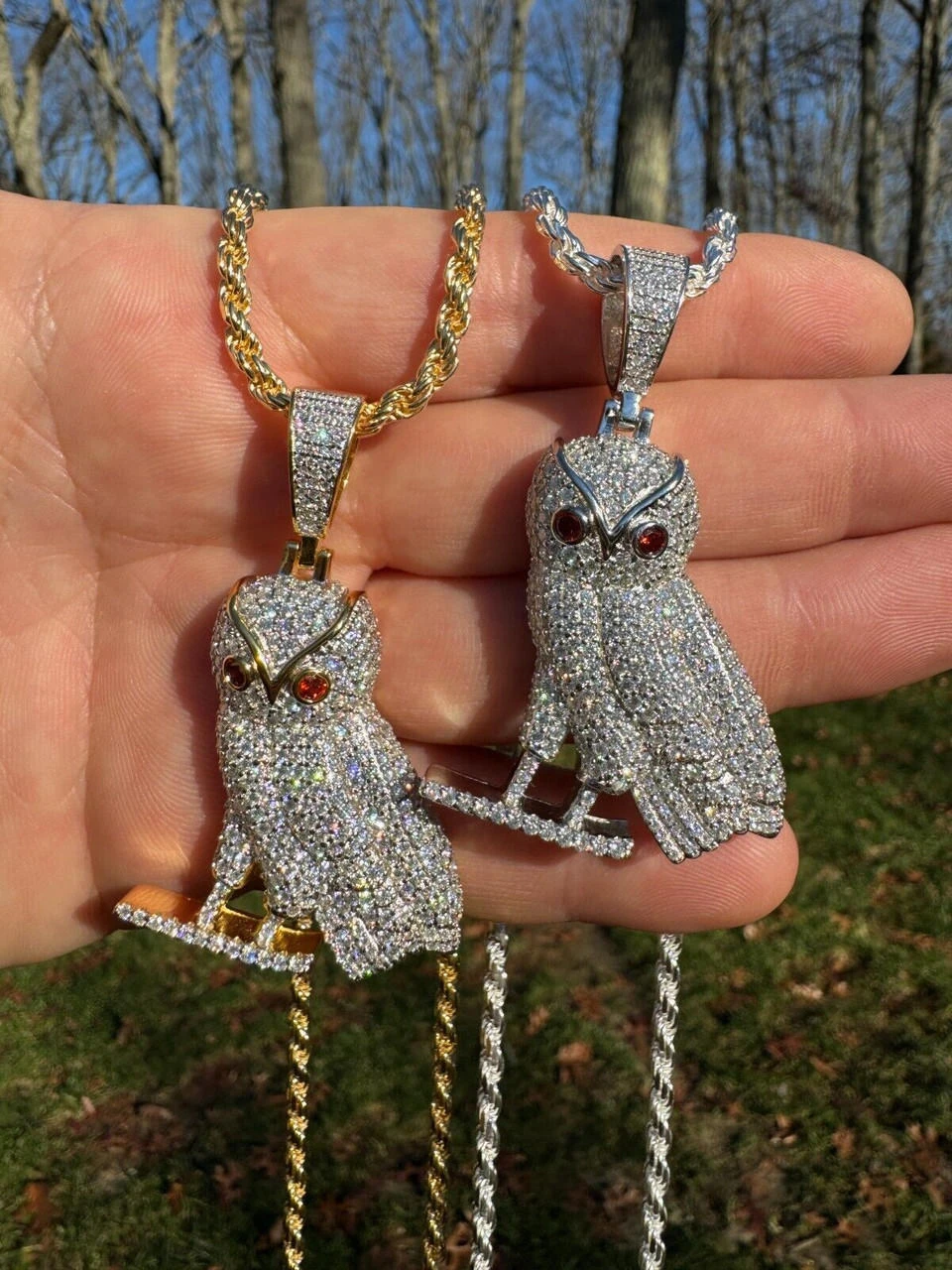 Iced MOISSANITE 925 Silver Gold Plated Hip Hop Owl Pendant Rapper OVO Necklace 15 Iced MOISSANITE 925 Silver Gold Plated Hip Hop Owl Pendant Rapper OVO Necklace - Image 13