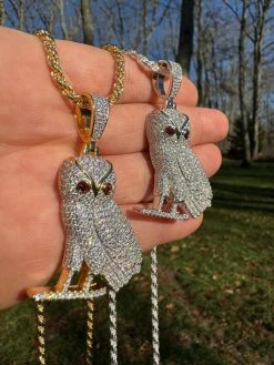 Iced MOISSANITE 925 Silver Gold Plated Hip Hop Owl Pendant Rapper OVO Necklace 26 Iced MOISSANITE 925 Silver Gold Plated Hip Hop Owl Pendant Rapper OVO Necklace -Harlem Bling Shop iced moissanite 925 silver gold plated hip hop owl pendant rapper ovo necklace 90223.1702443331