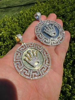 Iced Moissanite Crown Medallion Pendant Necklace Gold / Silver Pass Diamond Test 23 Iced Moissanite Crown Medallion Pendant Necklace Gold / Silver Pass Diamond Test -Harlem Bling Shop iced moissanite crown medallion pendant necklace gold silver pass diamond test 02766.1664362655